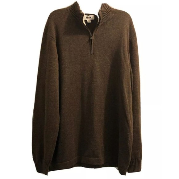 Joseph Abboud 1/4 Zip Fleece Collar Brown Sweater 2XLT - Picture 1 of 4